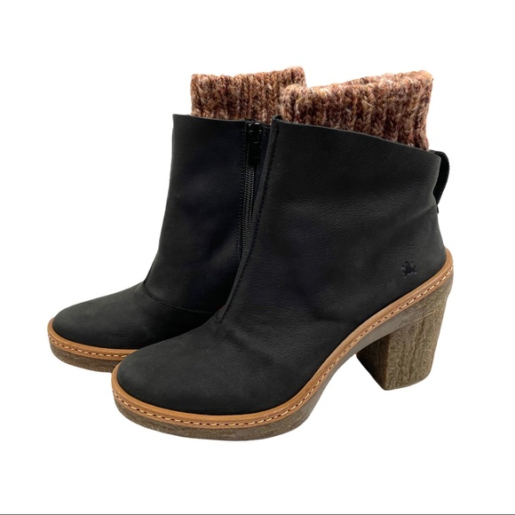 El Naturalista Shoes - New El Naturalista Haya 5177 leather knit sock trim ankle boots Size 36